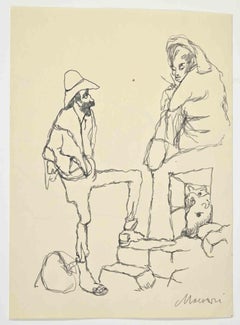 Vintage Prisoners - Drawing by Mino Maccari - 1960s