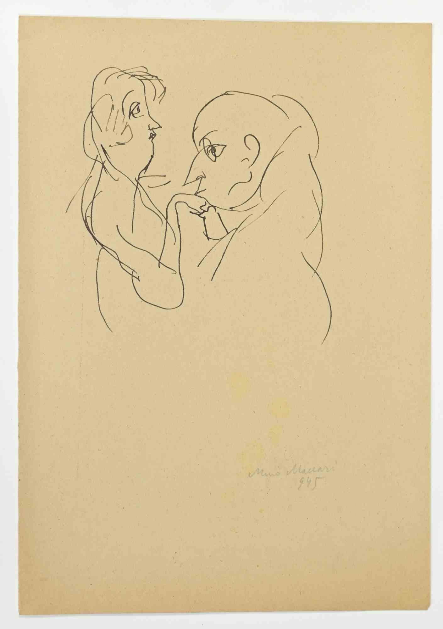The Kiss is a China Ink Drawing realized by Mino Maccari  (1924-1989) in 1945.

Hand-signed on the lower.

Good condition.

Mino Maccari (Siena, 1924-Rome, June 16, 1989) was an Italian writer, painter, engraver and journalist, winner of the