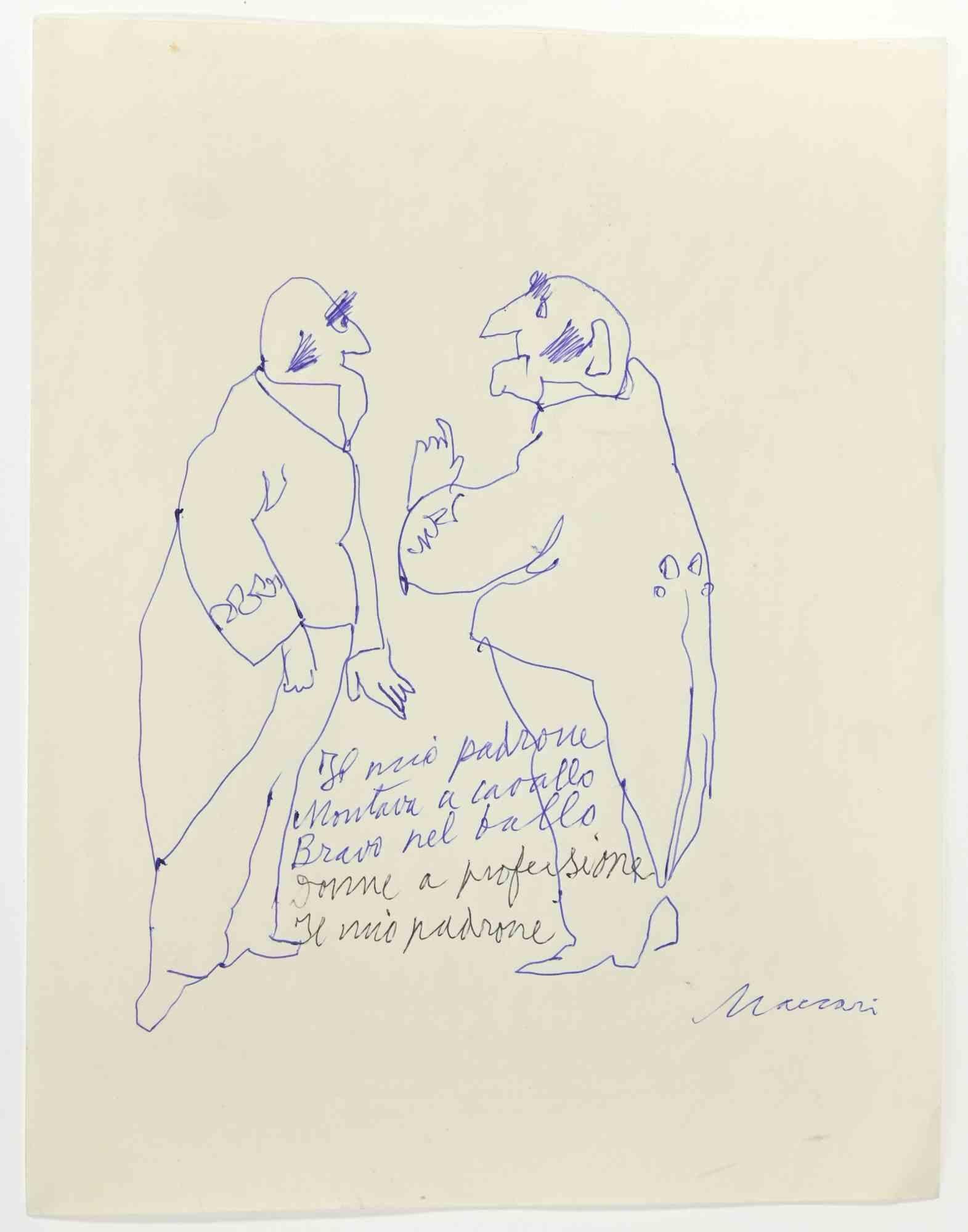 Godfather is a Pen Drawing realized by Mino Maccari  (1924-1989) in the 1960s.

Hand-signed on the lower.

Good condition.

Mino Maccari (Siena, 1924-Rome, June 16, 1989) was an Italian writer, painter, engraver and journalist, winner of the