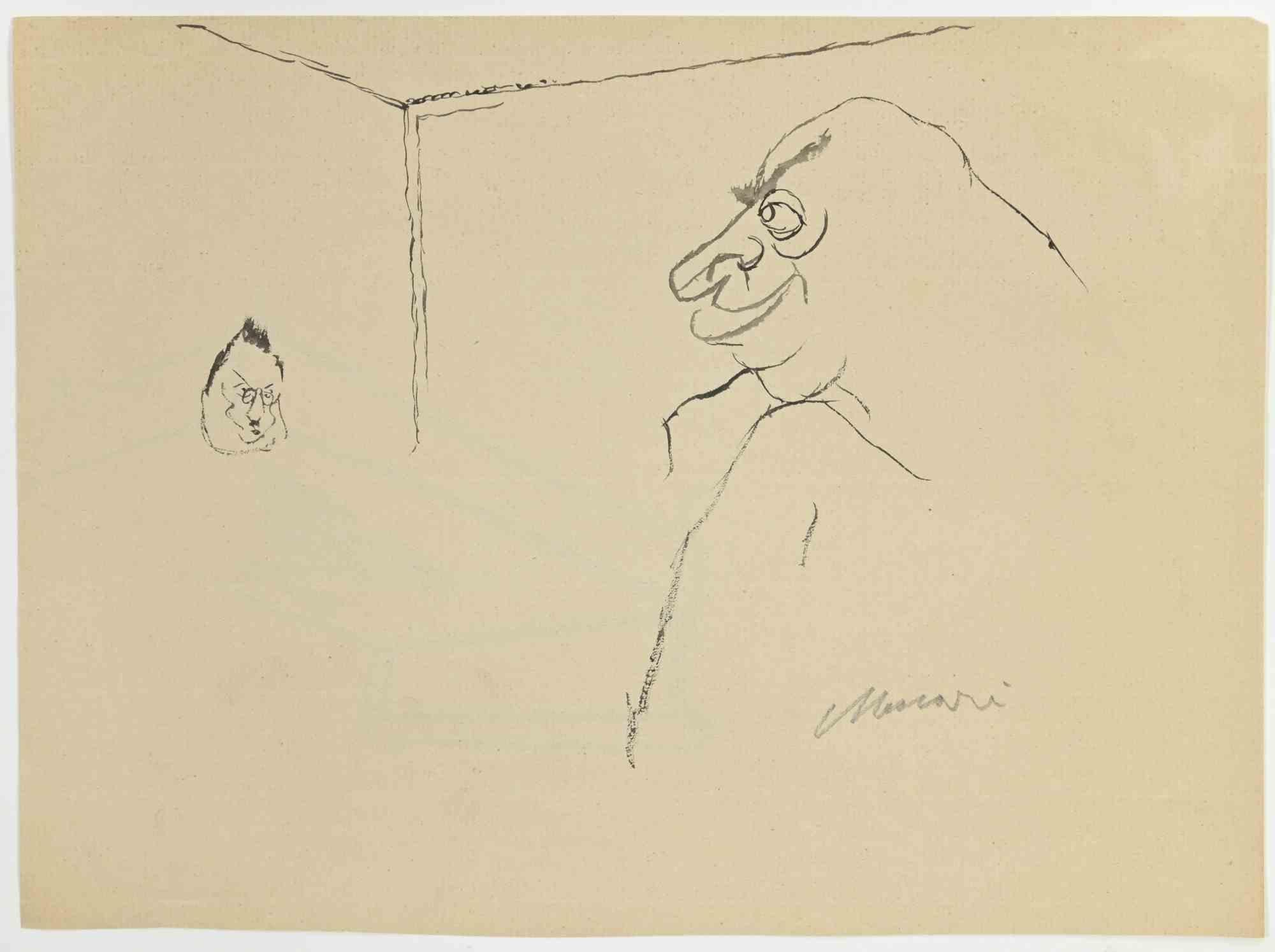 The Boss is a Pen Drawing realized by Mino Maccari  (1924-1989) in 1945 ca.

Hand-signed on the lower.

Good condition.

Mino Maccari (Siena, 1924-Rome, June 16, 1989) was an Italian writer, painter, engraver and journalist, winner of the