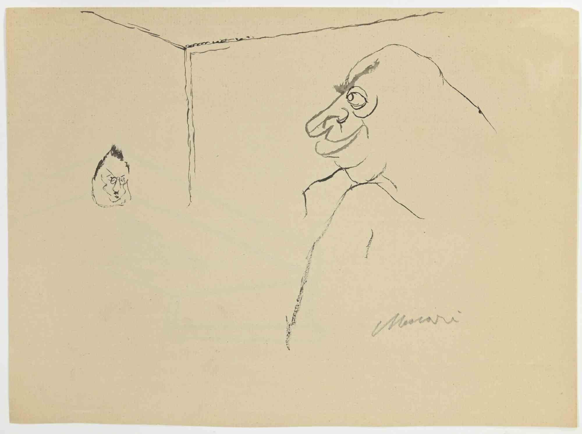 Il capo è un disegno a penna realizzato da Mino Maccari  (1924-1989) nel 1945 ca.

Firmato a mano sulla parte inferiore.

Buone condizioni.

Mino Maccari (Siena, 1924-Roma, 16 giugno 1989) è stato uno scrittore, pittore, incisore e giornalista