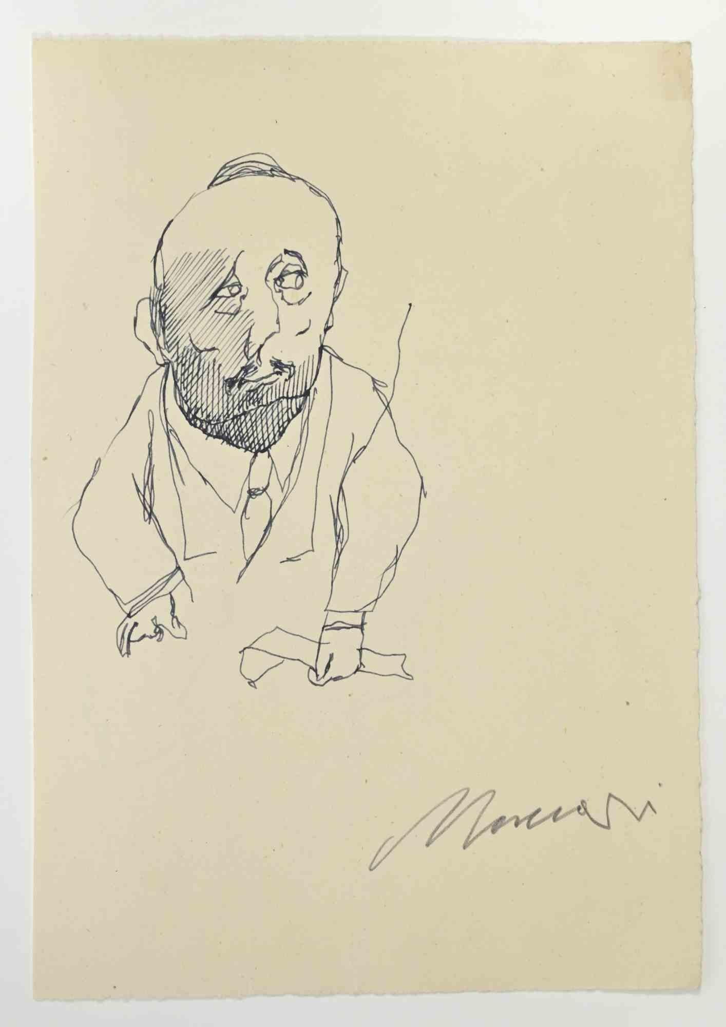 Portrait is a Pen Drawing realized by Mino Maccari  (1924-1989) in the 1960s.

Hand-signed on the lower, with another drawing on the rear.

Good condition.

Mino Maccari (Siena, 1924-Rome, June 16, 1989) was an Italian writer, painter, engraver and