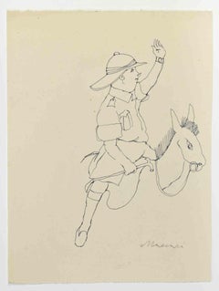 Horseman - Drawing by Mino Maccari - 1960s