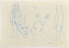 Figuren – Zeichnung von Mino Maccari – 1960er Jahre