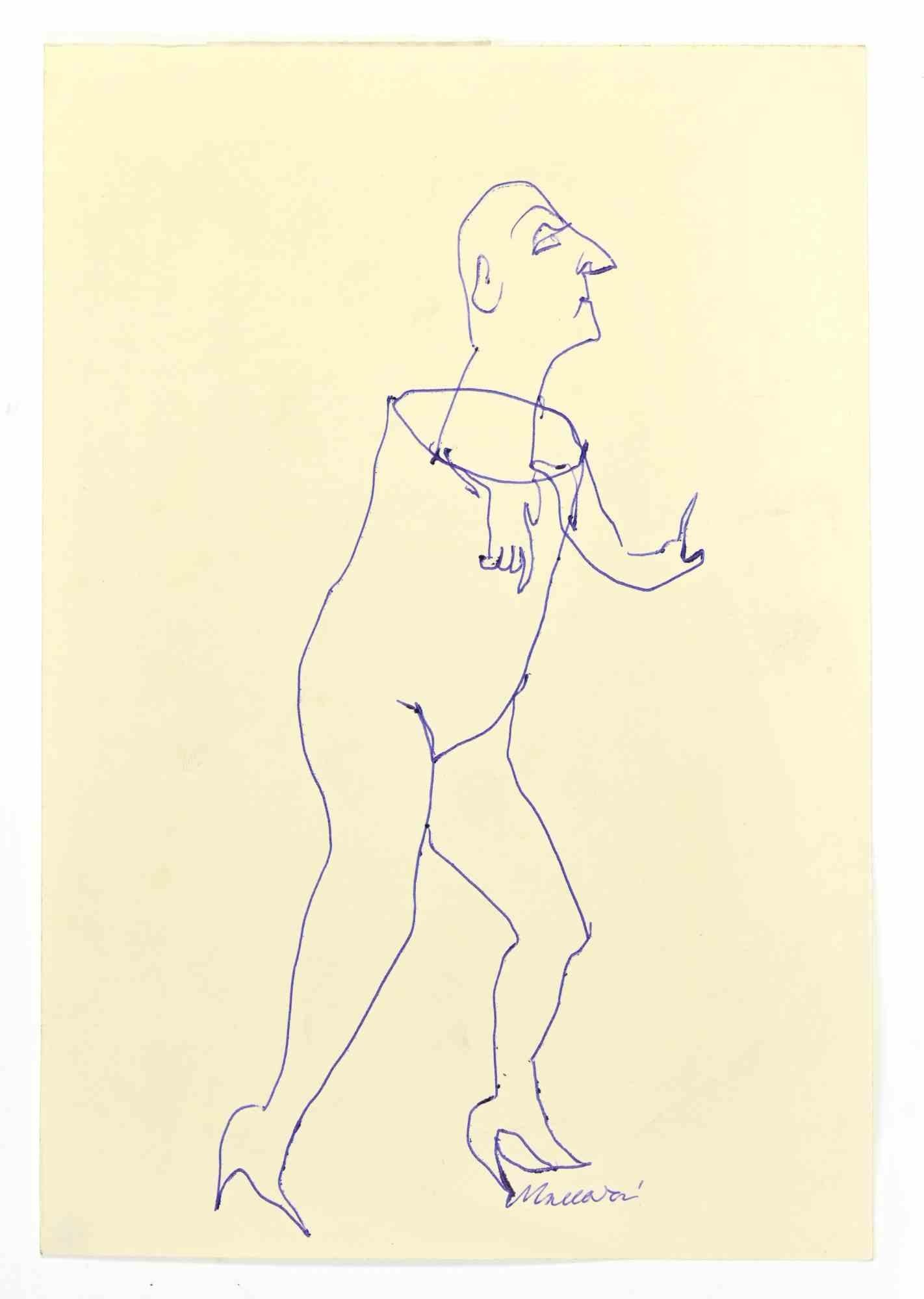 Hybrid Figure is a Pen Drawing realized by Mino Maccari  (1924-1989) in the 1960s.

Hand-signed on the lower.

Good condition with slight folding.

Mino Maccari (Siena, 1924-Rome, June 16, 1989) was an Italian writer, painter, engraver and