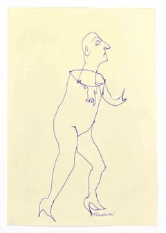 Hybrid-Figur – Zeichnung von Mino Maccari – 1960er Jahre