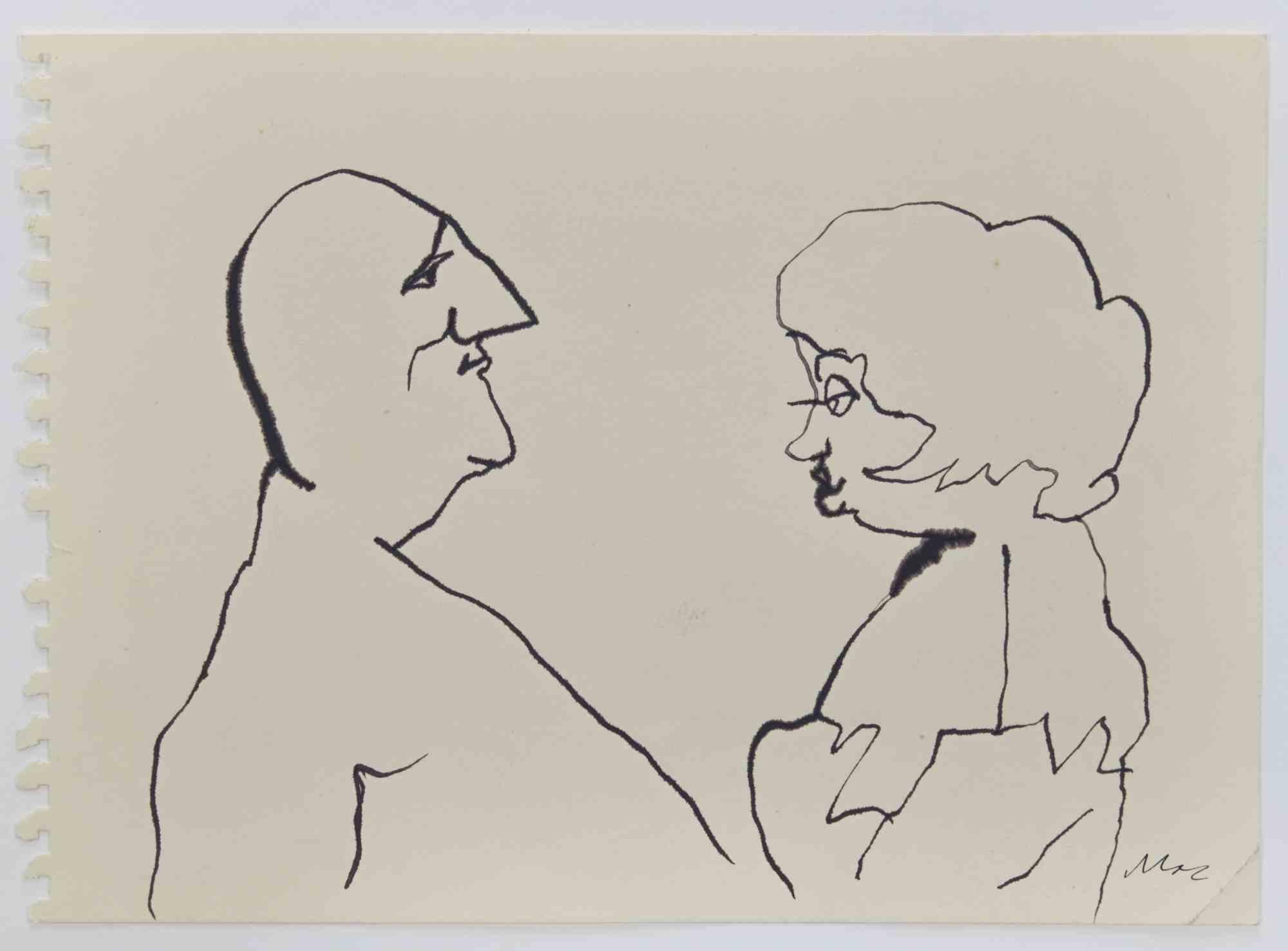 The Couple is a China Ink Drawing realized by Mino Maccari  (1924-1989) in the 1960s.

Monogrammed on the lower.

Good condition.

Mino Maccari (Siena, 1924-Rome, June 16, 1989) was an Italian writer, painter, engraver and journalist, winner of the