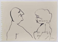 The Couple – Zeichnung von Mino Maccari – 1960er Jahre