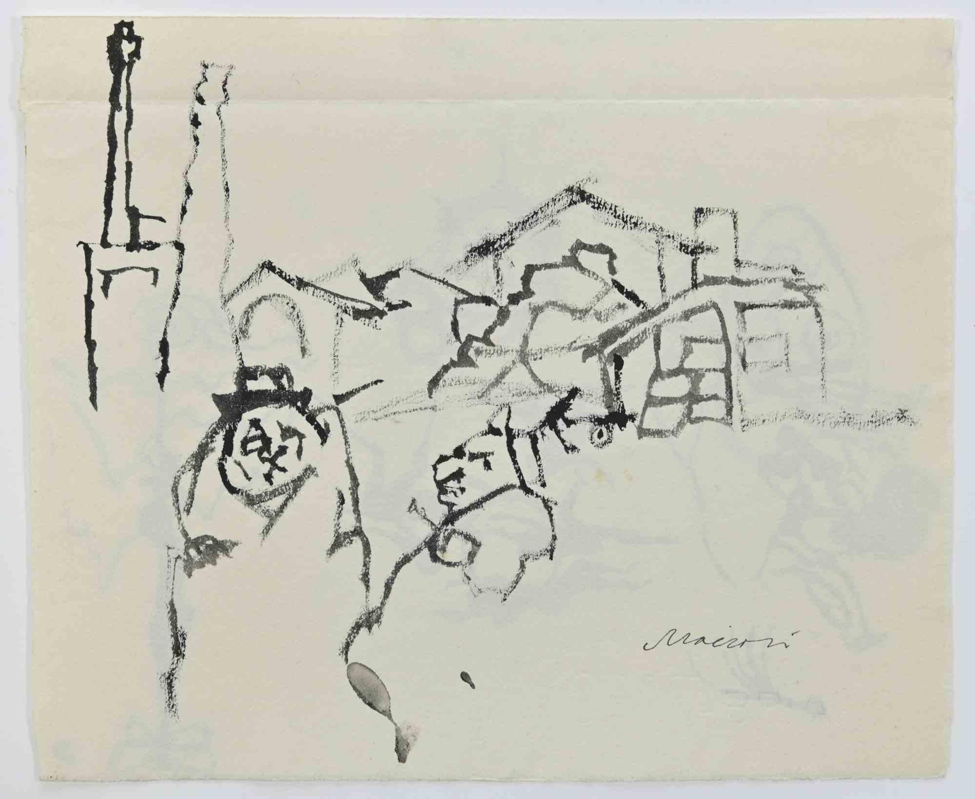 Landscape is a China ink Drawing realized by Mino Maccari  (1924-1989) in the 1960s.

Hand-signed on the lower, with another drawing on the rear.

Good condition with slight folding.

Mino Maccari (Siena, 1924-Rome, June 16, 1989) was an Italian