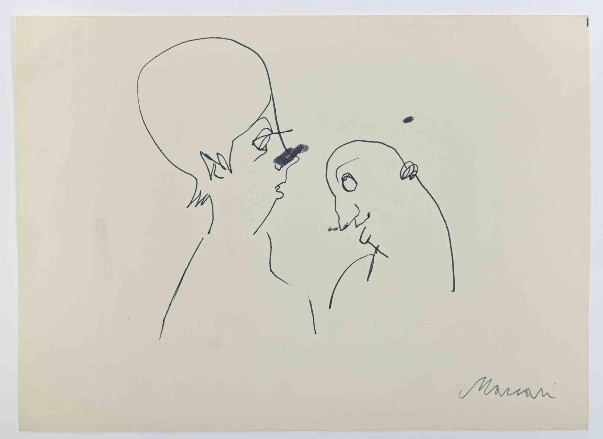Profiles is a China Ink Drawing realized by Mino Maccari  (1924-1989) in the 1950s.

Hand-signed on the lower.

Good condition.

Mino Maccari (Siena, 1924-Rome, June 16, 1989) was an Italian writer, painter, engraver and journalist, winner of the