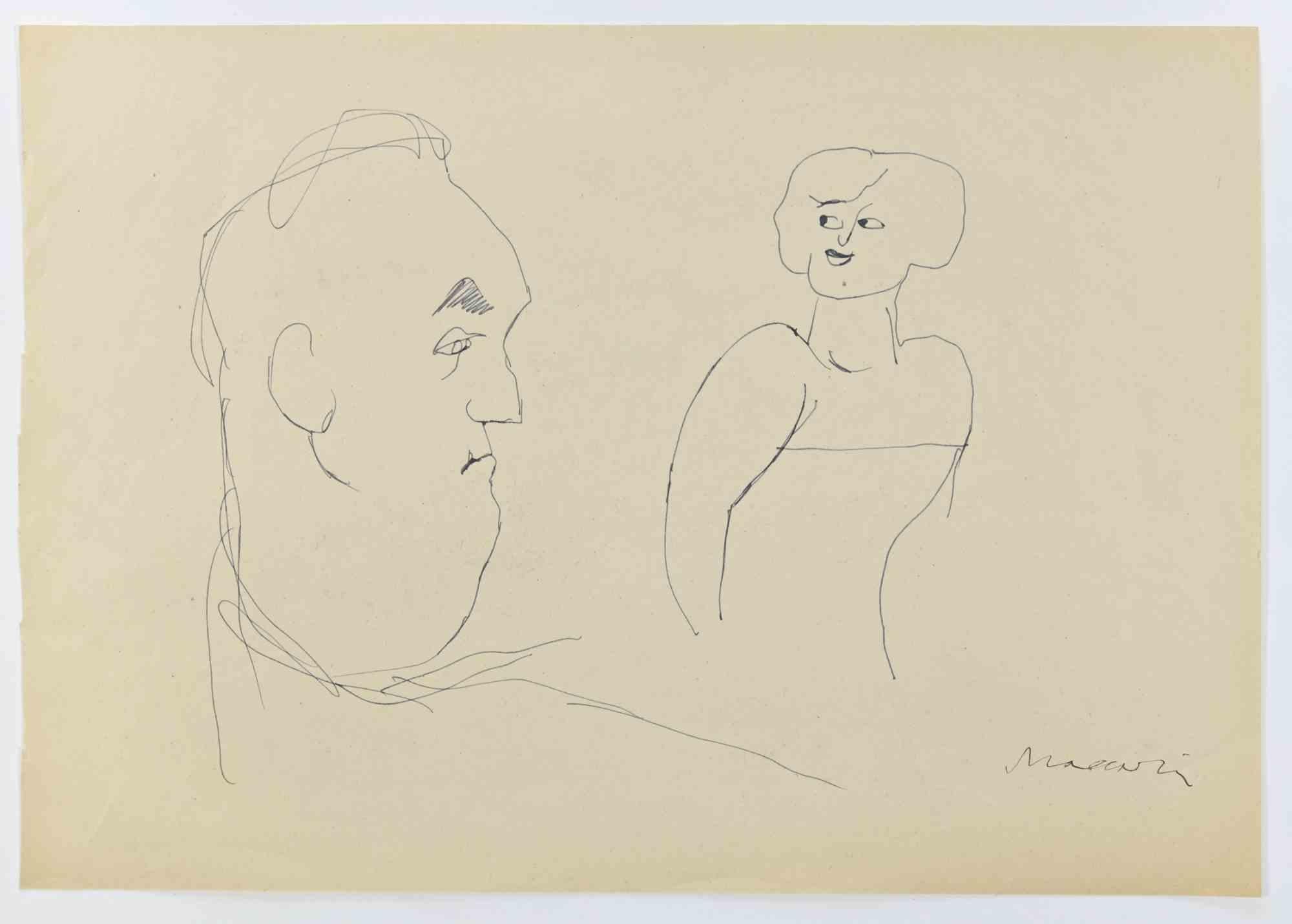 Figures is a Pen Drawing realized by Mino Maccari  (1924-1989) in the 1960s.

Hand-signed on the lower.

Good condition.

Mino Maccari (Siena, 1924-Rome, June 16, 1989) was an Italian writer, painter, engraver and journalist, winner of the