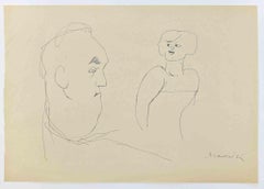 Figures - Drawing by Mino Maccari - 1960s