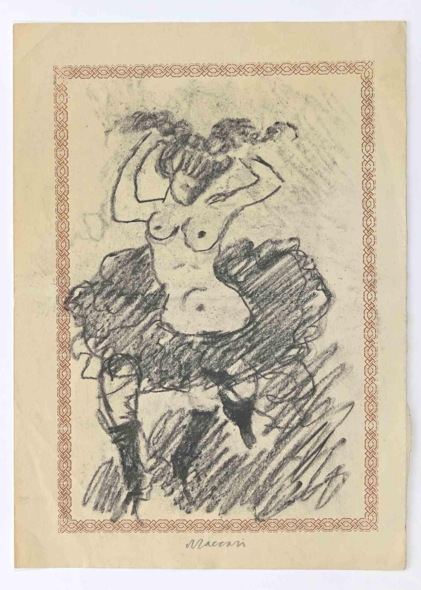 Nude Dancer is a Pencil Drawing realized by Mino Maccari  (1924-1989) in the 1960s.

Hand-signed on the lower with another portrait drawing on the rear.

Good conditions with central folding.

Mino Maccari (Siena, 1924-Rome, June 16, 1989) was an