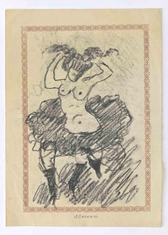 Vintage Nude Dancer - Drawing by Mino Maccari - 1960s