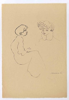 Dames - Dessin de Mino Maccari - Années 1950