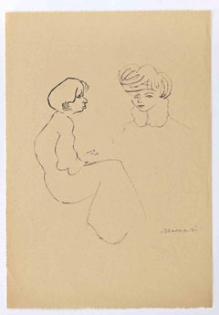 Vintage Ladies - Drawing by Mino Maccari - 1950s