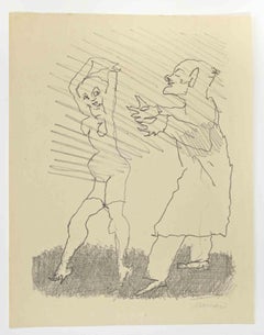 Vintage Seductive Love - Drawing by Mino Maccari - 1960s