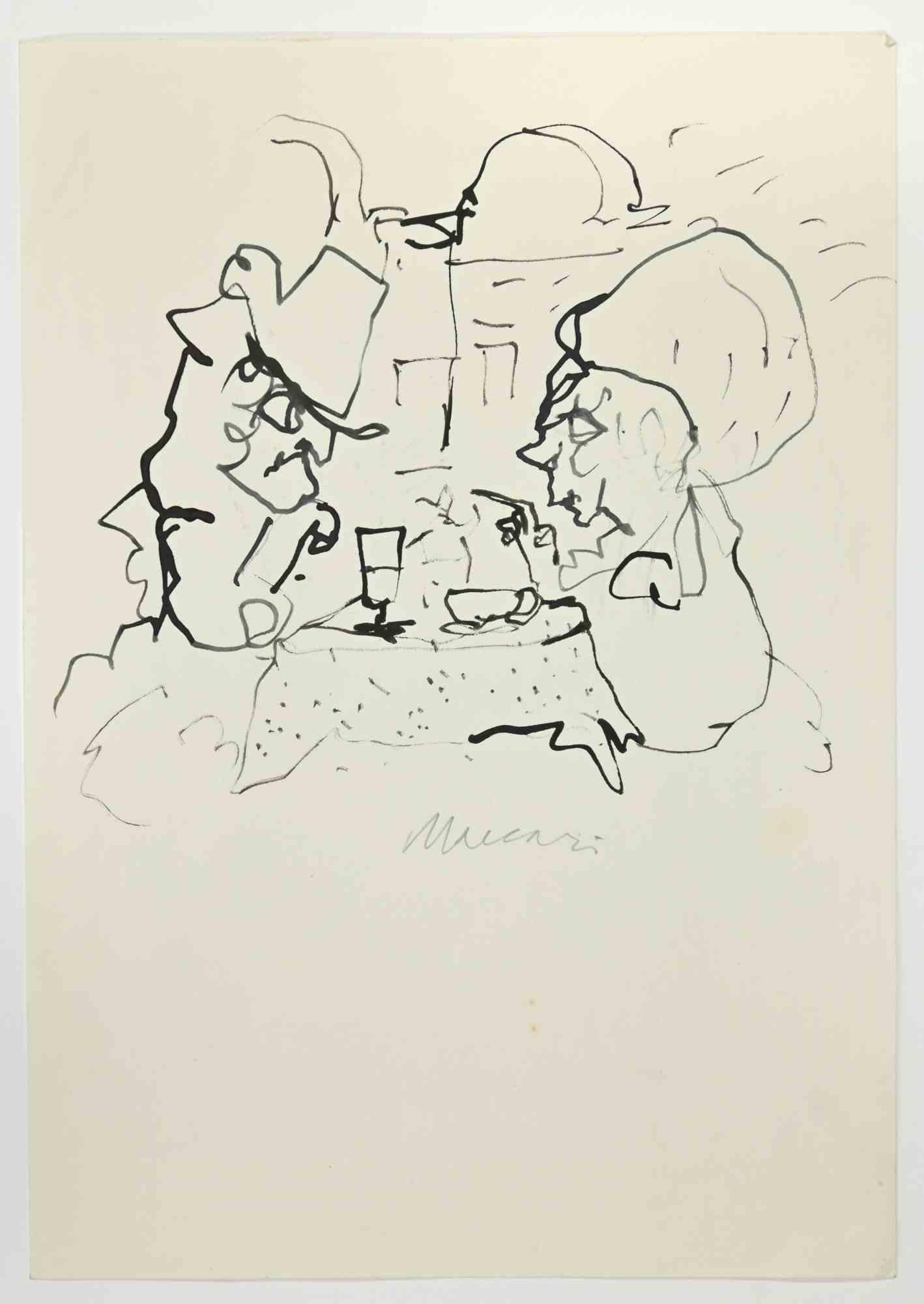 At the Bar is a China ink Drawing realized by Mino Maccari  (1924-1989) in the 1960s.

Hand-signed on the lower.

Good condition.

Mino Maccari (Siena, 1924-Rome, June 16, 1989) was an Italian writer, painter, engraver and journalist, winner of the