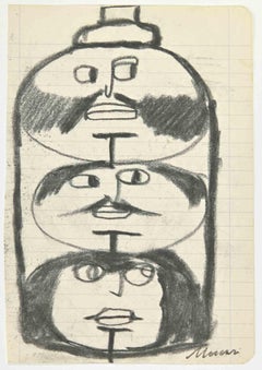 Men in Bottle - Drawing by Mino Maccari - 1960s