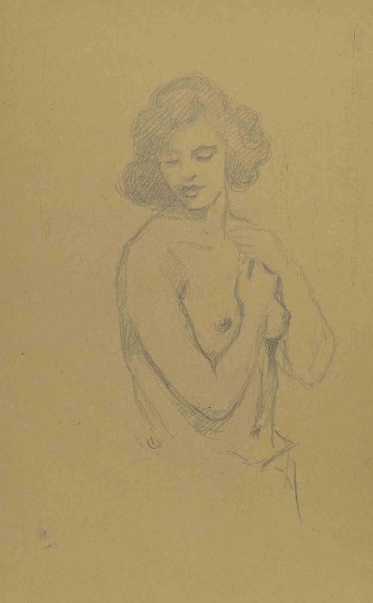Augusto Monari Figurative Art – Aktzeichnung – Zeichnung von Mino Maccari – frühes 20. Jahrhundert