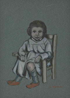 Antique The Baby - Drawing by Augusto Monari - Early 20th Century