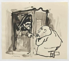Confession - Drawing de Mino Maccari - Années 1960