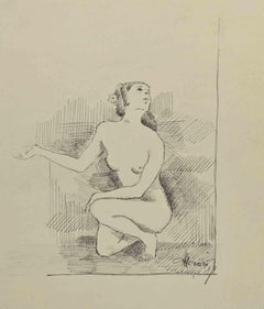 Aktzeichnung – Zeichnung von Augusto Monari – frühes 20. Jahrhundert