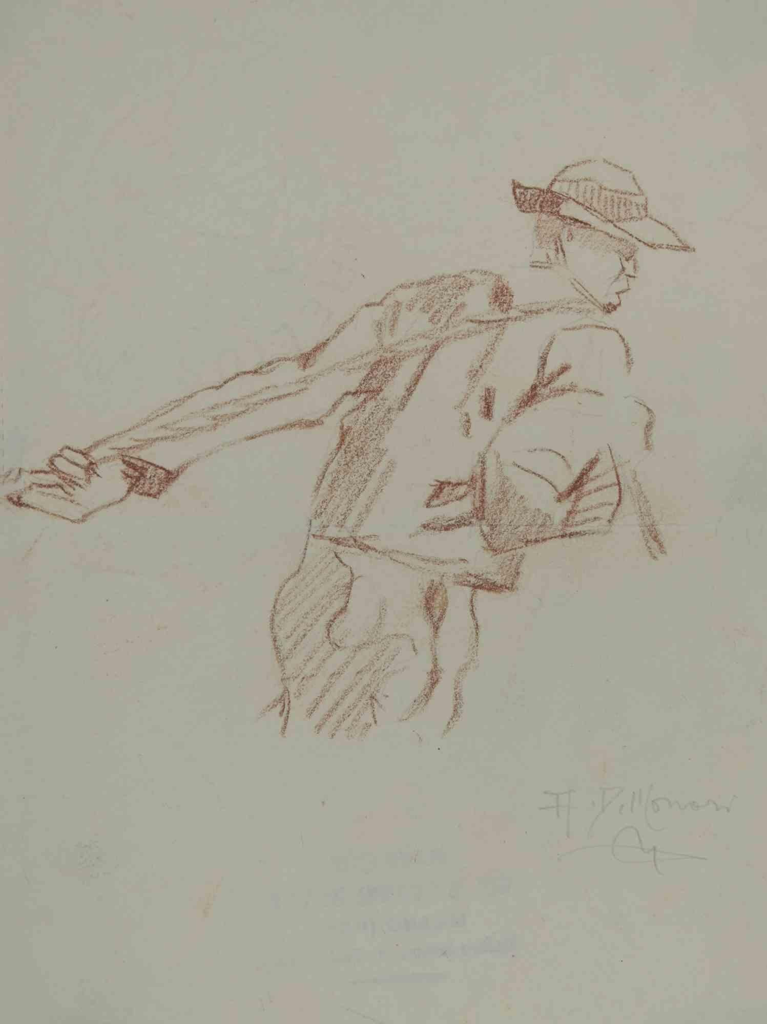Peasant - Drawing by Augusto Monari - Early 20th Century
