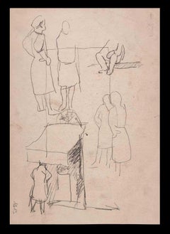 Tuscany on the Doorstep - Drawing by Mino Maccari - 1950