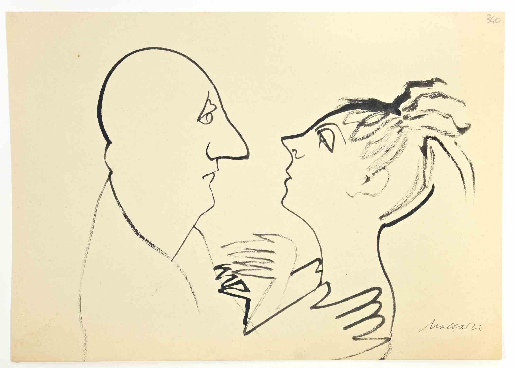 Lovers is a china ink Drawing realized by Mino Maccari  (1924-1989) in the 1960s.

Hand-signed on the lower.

Good conditions.

Mino Maccari (Siena, 1924-Rome, June 16, 1989) was an Italian writer, painter, engraver and journalist, winner of the