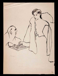 The Visit – Zeichnung von Mino Maccari – 1965