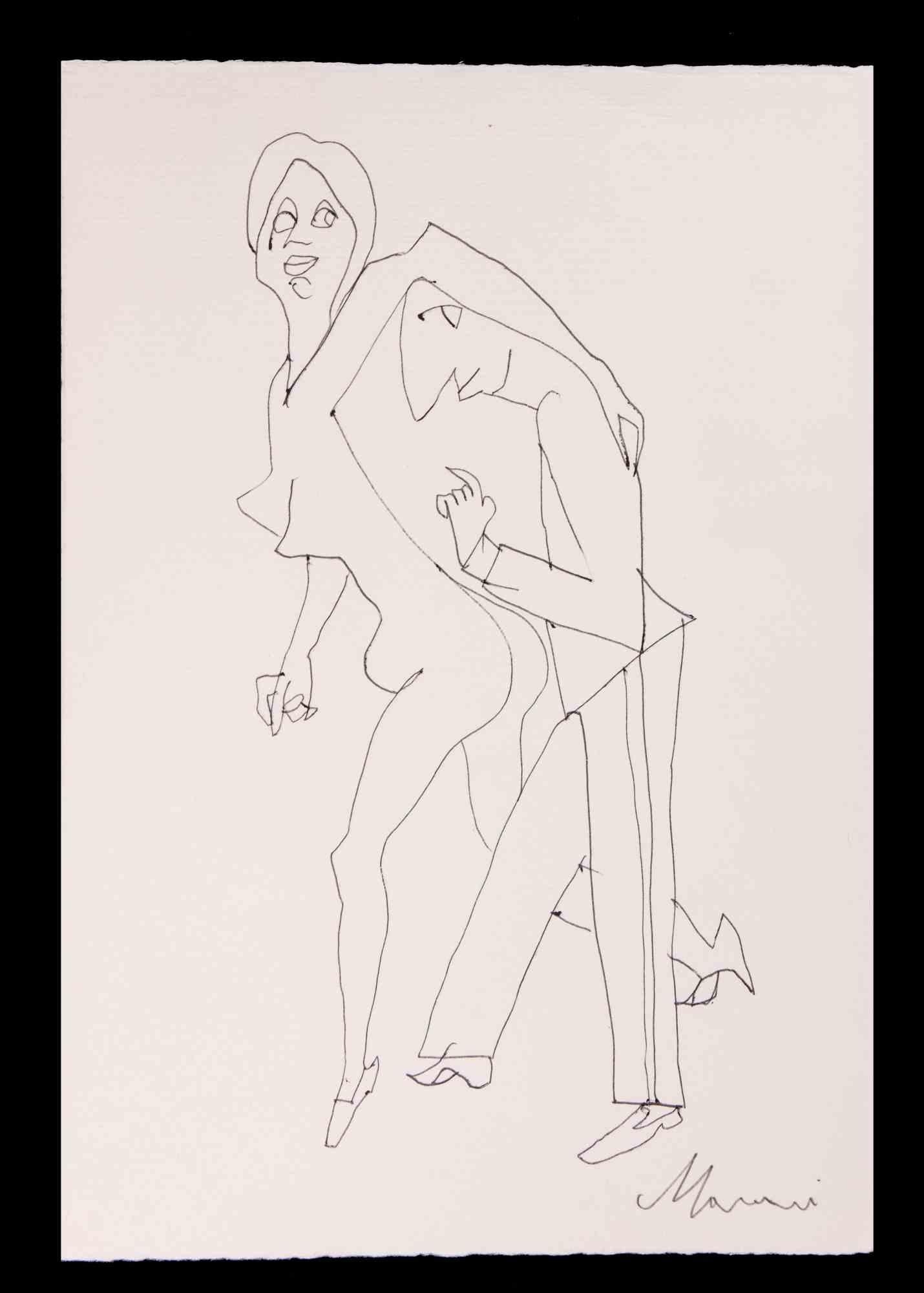 The Suitor is a China Ink Drawing realized by Mino Maccari (1924-1989) in 1965.

Hand signed on the lower margin.

Good condition on a yellowed paper.

Mino Maccari (Siena, 1924-Rome, June 16, 1989) was an Italian writer, painter, engraver and