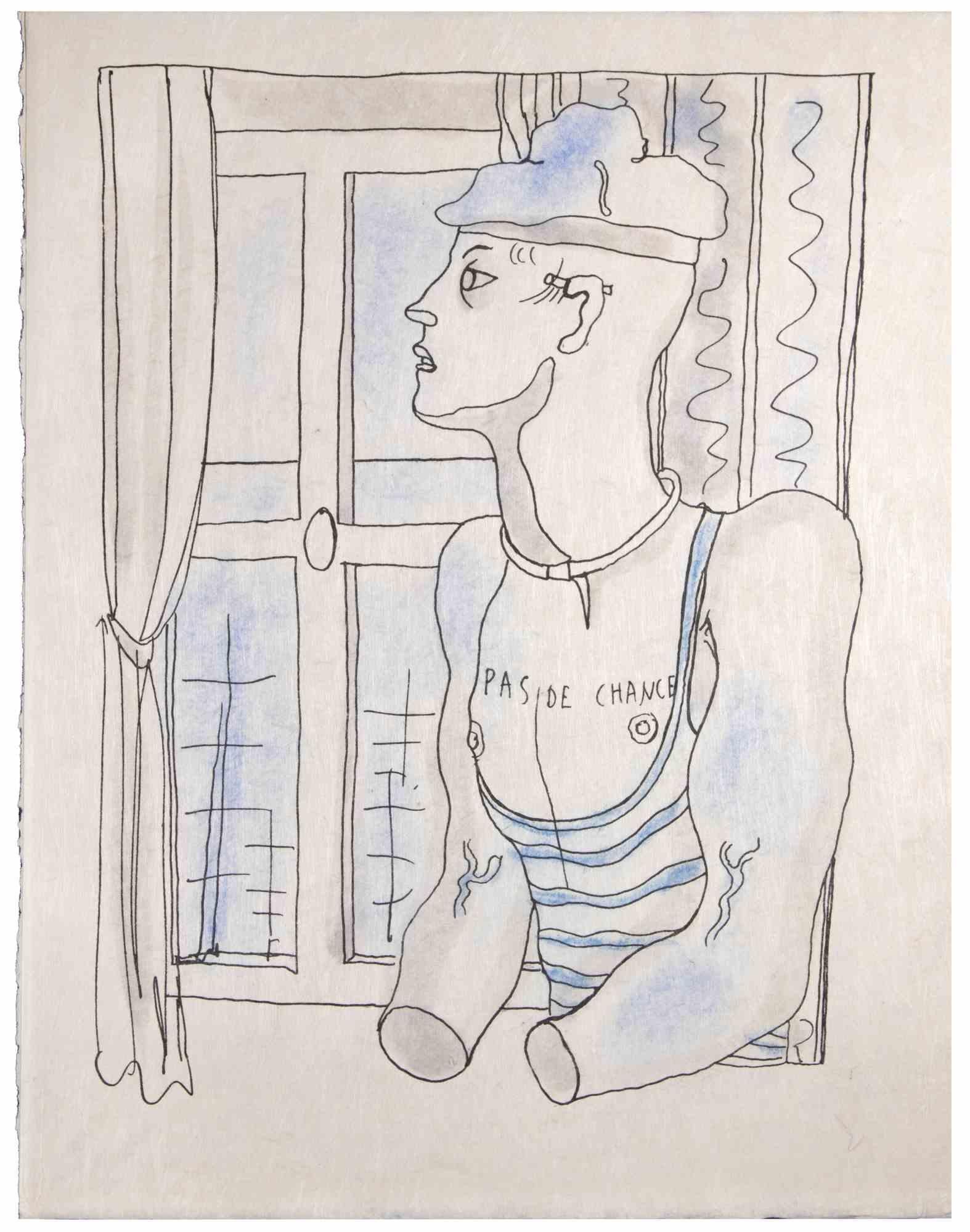 Sans espoir  est une lithographie en couleurs réalisée sur papier japonais par Jean Cocteau (1889 -1963) en 1930 env. Dessinateur, poète, essayiste, dramaturge, librettiste, réalisateur français.

Excellent état, sans signature.

L'œuvre représente