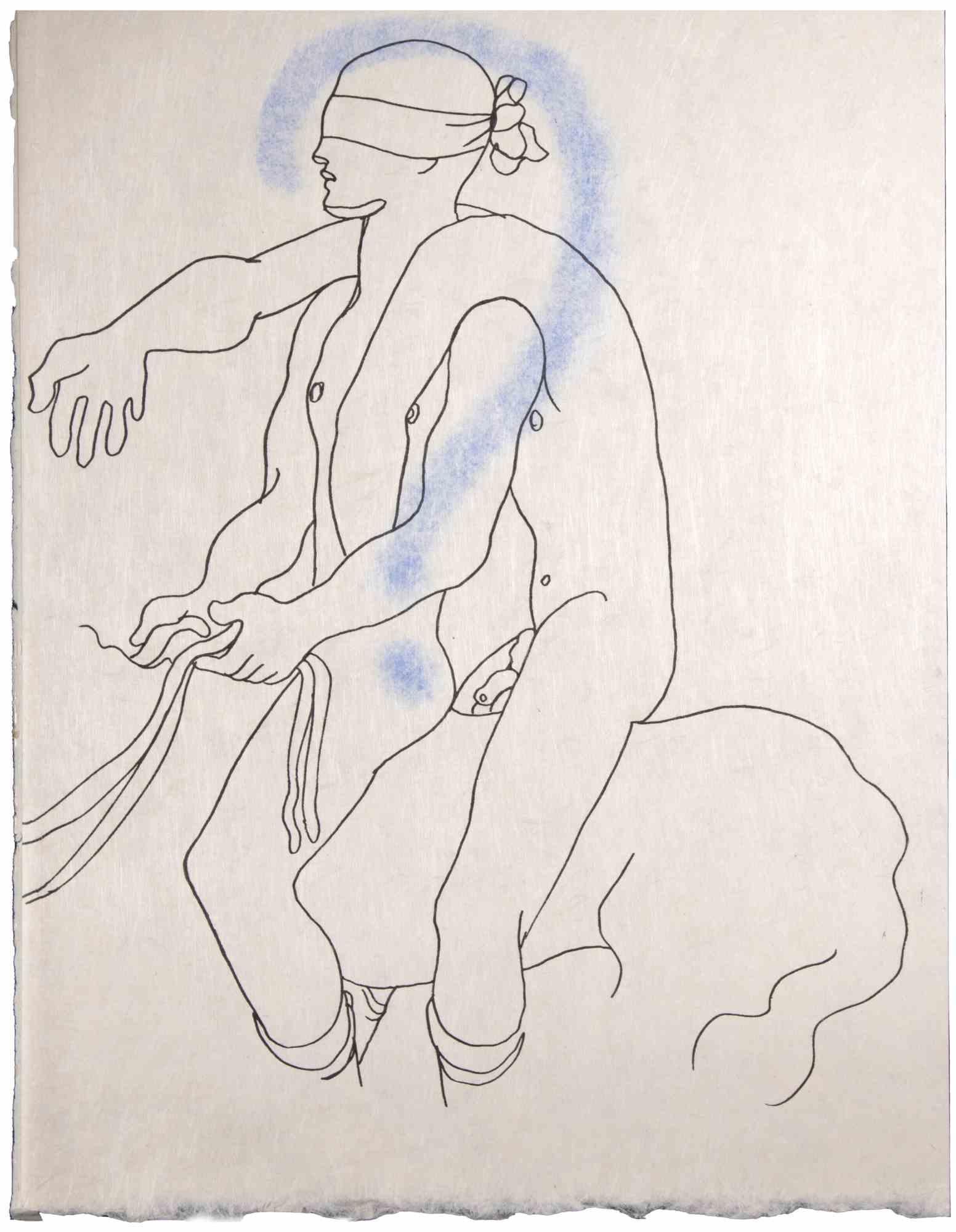 Riders is a  Colored lithograph realized on japan paper by Jean Cocteau (1889 -1963) in 1930 ca. French draftsman, poet, essayist, playwright, librettist, film director.

Excellent condition, no signature.

The artwork represents a portrait of a