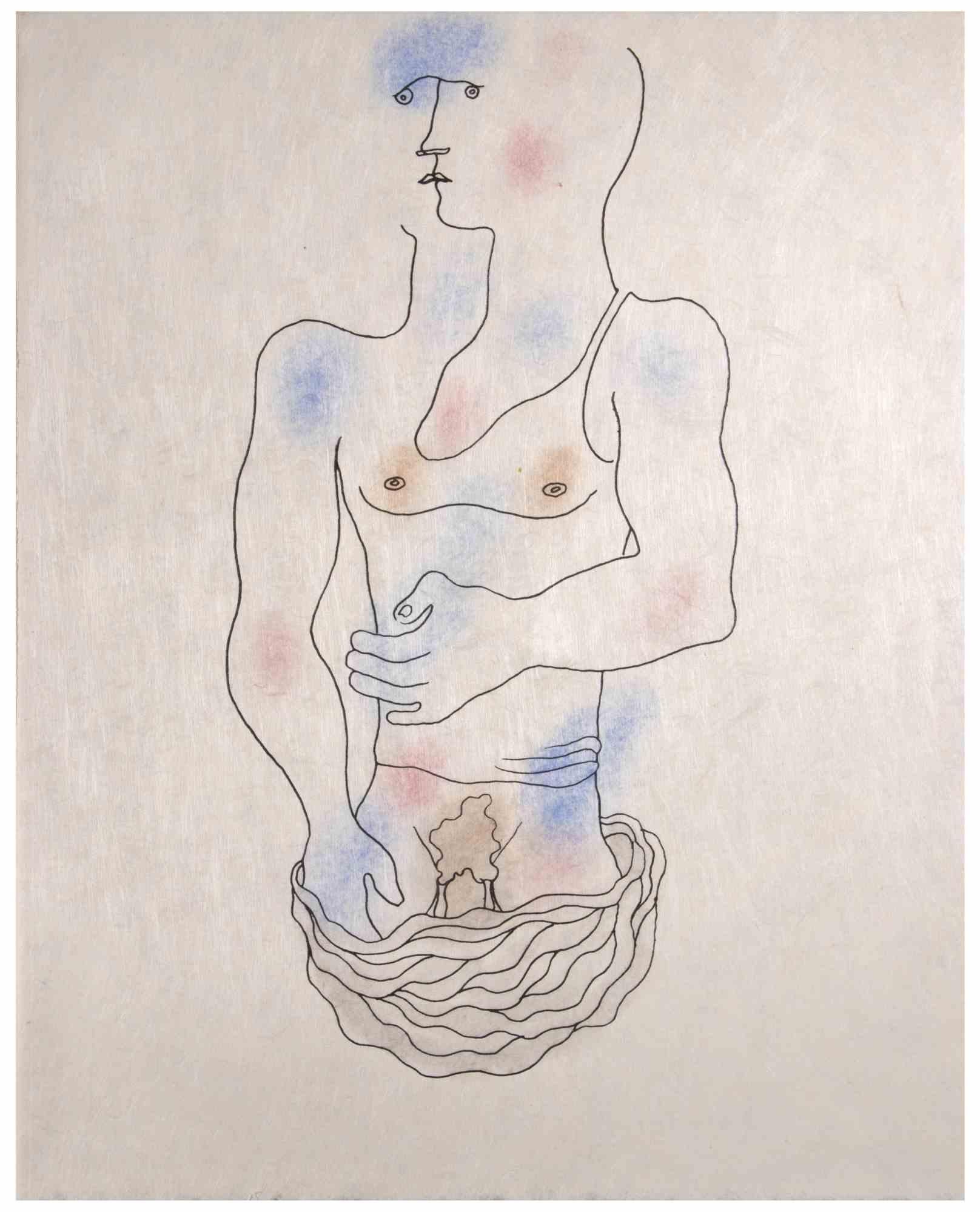 Nude is a Colored lithograph realized on japan paper by Jean Cocteau (1889 -1963) in 1930 ca. 

French draftsman, poet, essayist, playwright, librettist, film director. Excellent condition, no signature.

The artwork represents a young man.

Jean