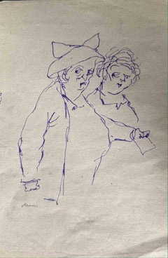 Vintage The Conversation - Drawing by Mino Maccari - 1960s