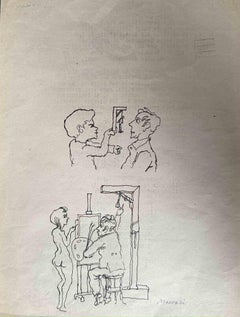 Vintage The Painter - Drawing by Mino Maccari - 1940s