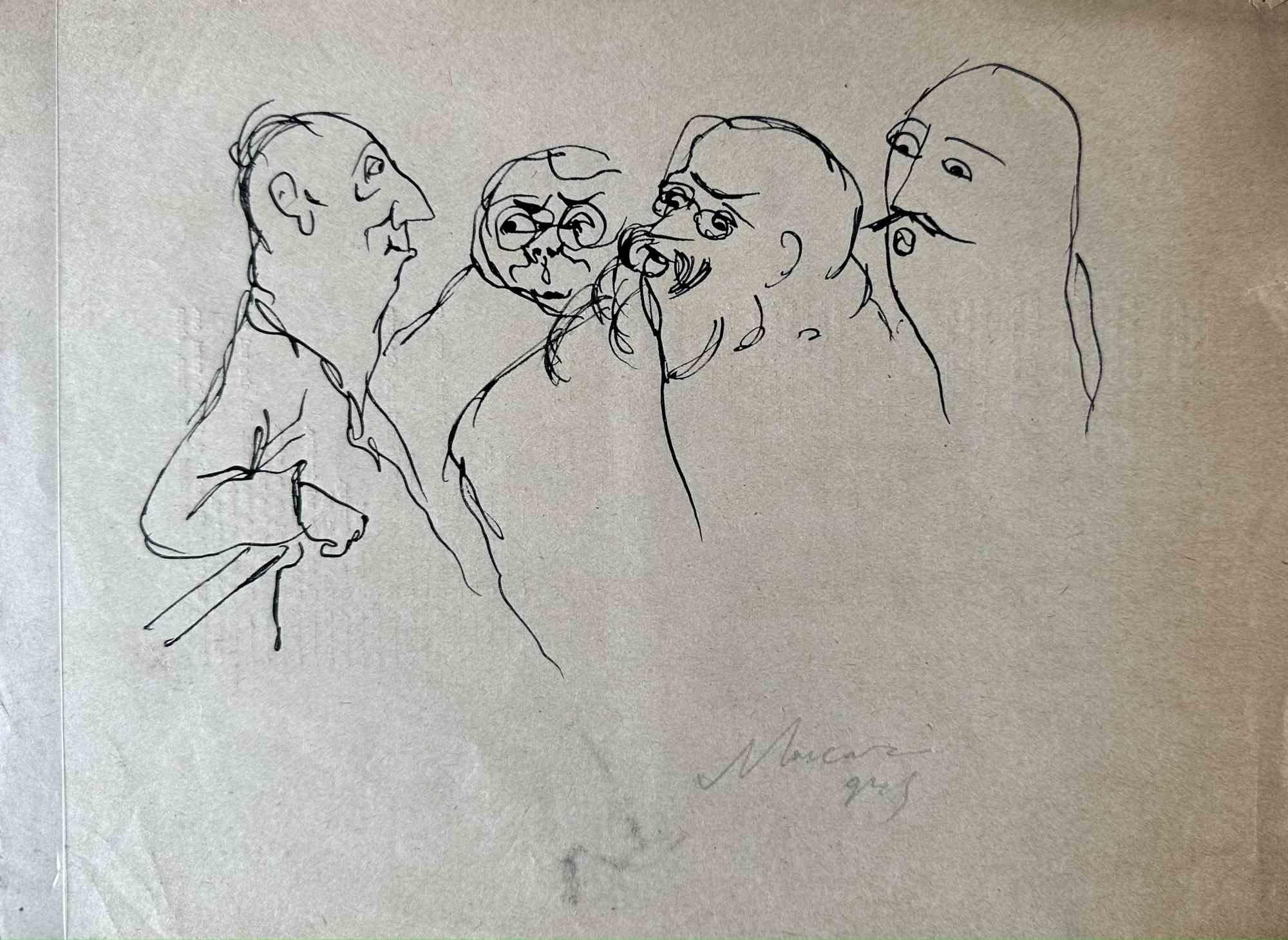 Figures is a China ink Drawing realized by Mino Maccari  (1924-1989) in 1945 ca.

Hand-signed on the lower.

Good conditions.

Mino Maccari (Siena, 1924-Rome, June 16, 1989) was an Italian writer, painter, engraver and journalist, winner of the