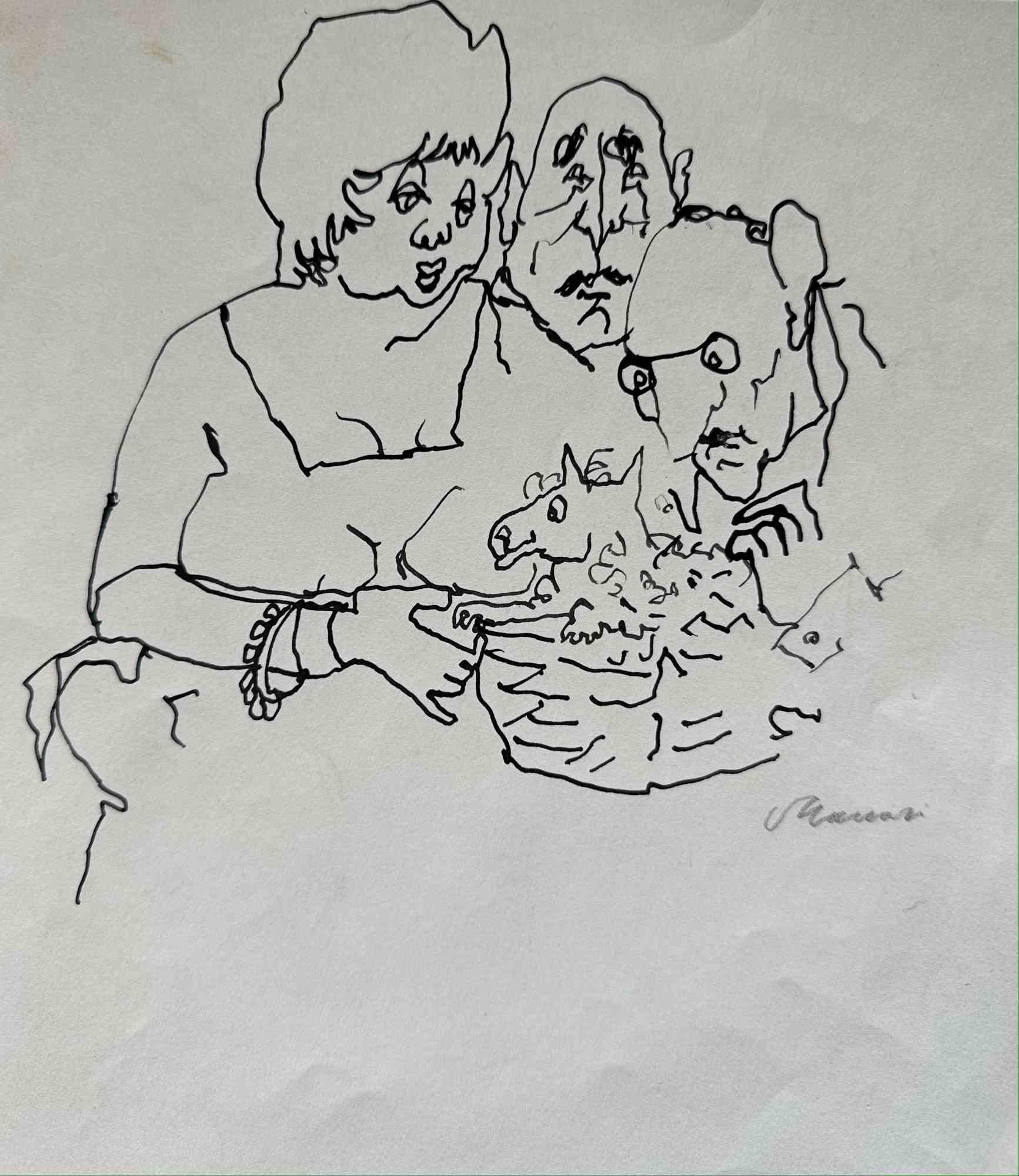 Puppy is a China ink Drawing realized by Mino Maccari  (1924-1989) in the 1950s.

Hand-signed on the lower.

Good conditions.

Mino Maccari (Siena, 1924-Rome, June 16, 1989) was an Italian writer, painter, engraver and journalist, winner of the