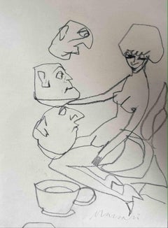 Polyamorous - Drawing by Mino Maccari - 1960s