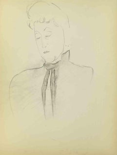 Sketch for a Portrait - Drawing by Flor David - Mid 20th Century