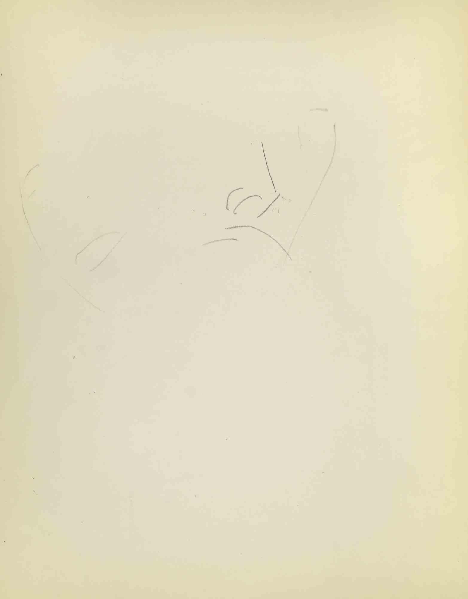 Boceto para un retrato - Dibujo de Flor David - Mediados del siglo XX