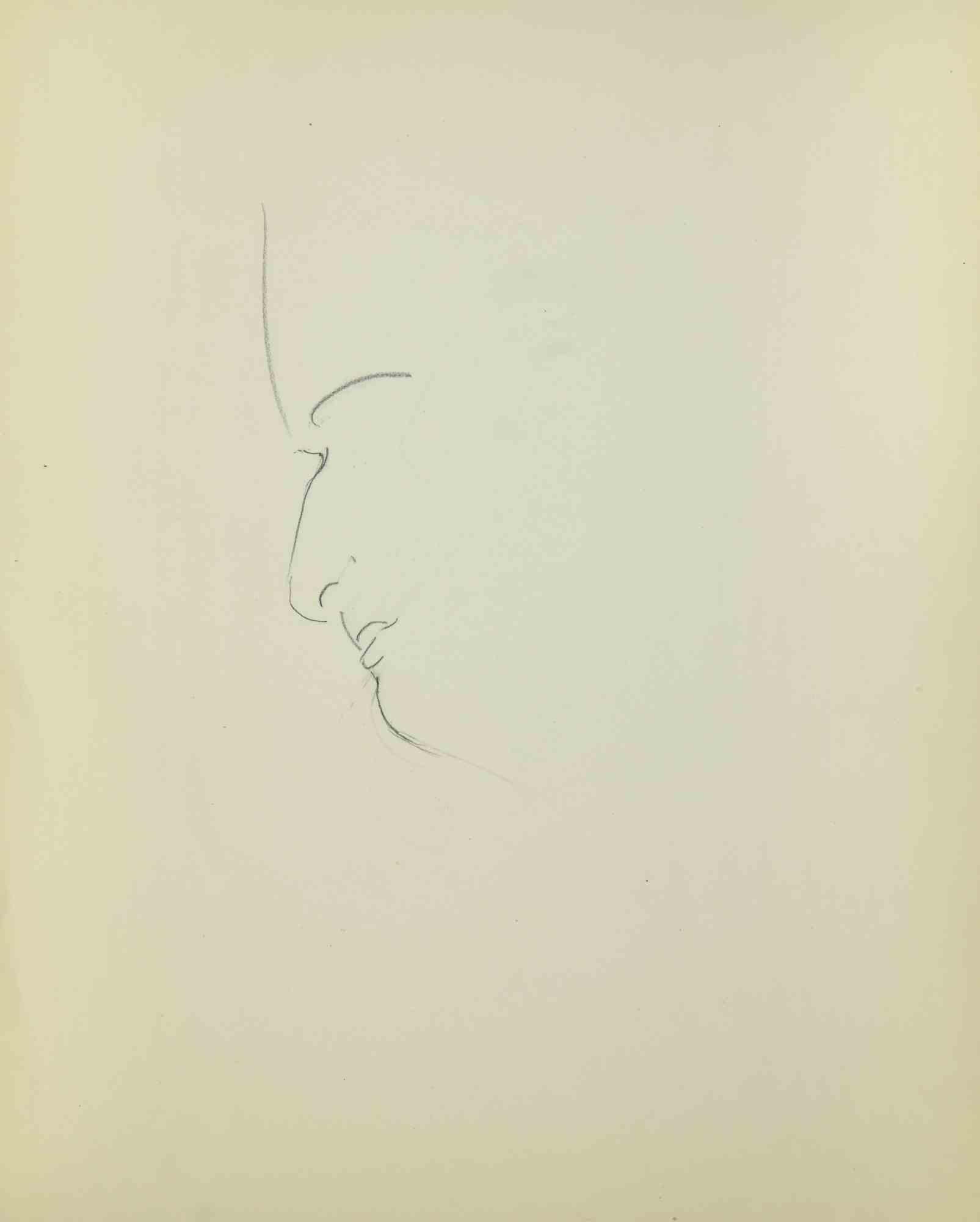 Boceto para un retrato - Dibujo de Flor David - Mediados del siglo XX