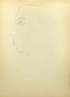 Skizze für ein Porträt – Zeichnung von Flor David – Mitte des 20. Jahrhunderts