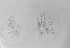 King of the Hearts - Drawing by Mino Maccari - 1960s