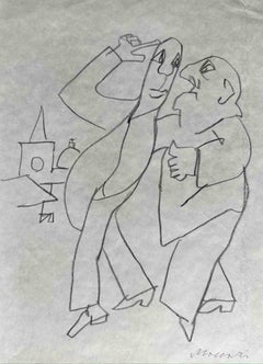 The Conversation - Drawing by Mino Maccari - 1960s