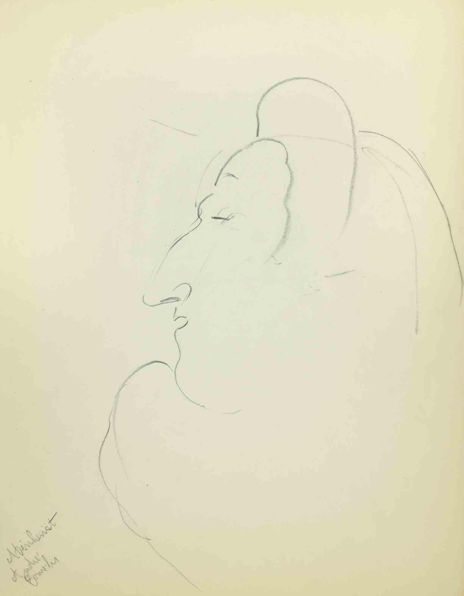 Boceto para un retrato - Dibujo de Flor David - Mediados del siglo XX