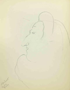 Sketch for a Portrait - Drawing by Flor David - Mid 20th Century