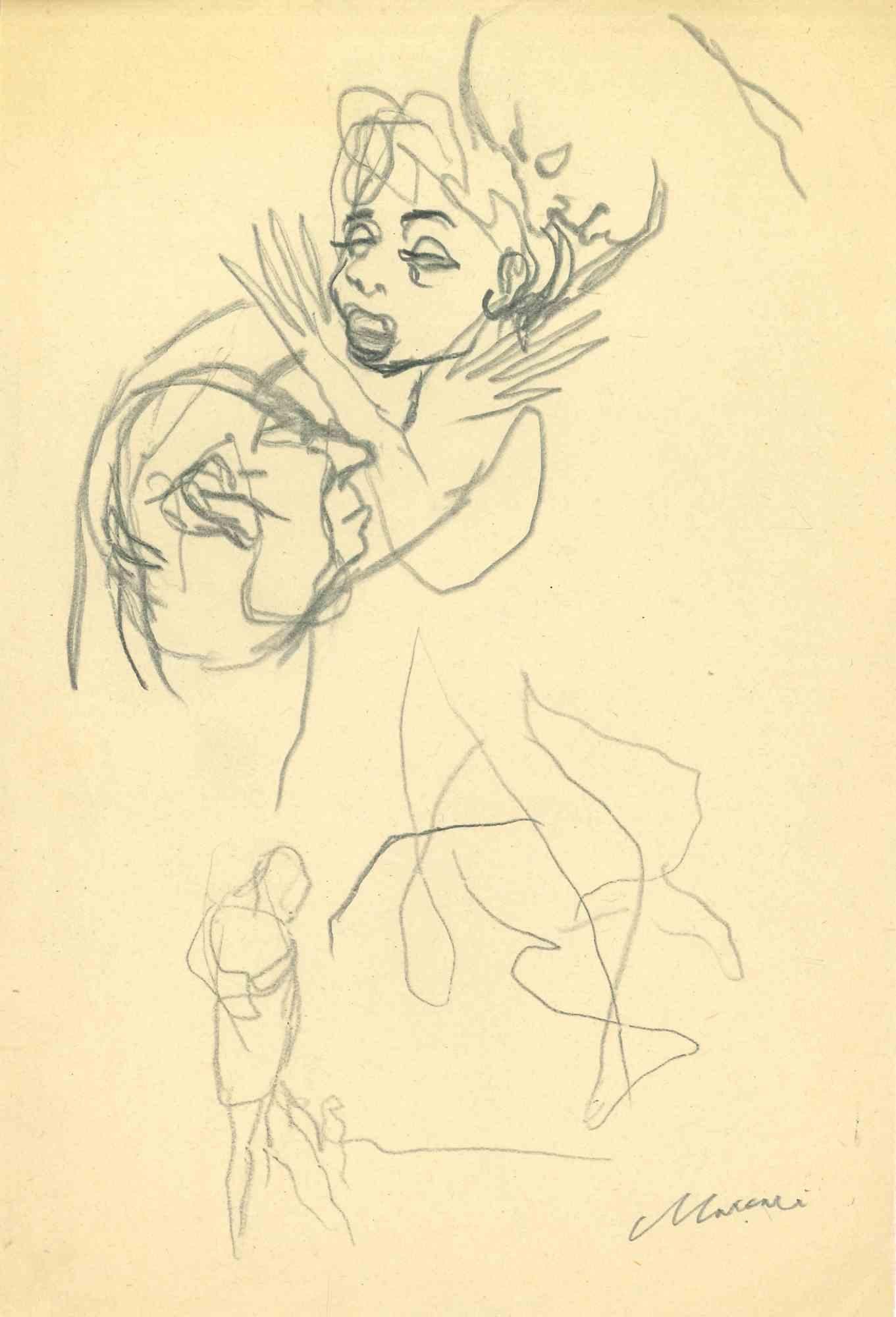 Flattery is a pencil Drawing realized by Mino Maccari  (1924-1989) in the Mid-20th Century.

Hand-signed on the lower.

Good conditions.

Mino Maccari (Siena, 1924-Rome, June 16, 1989) was an Italian writer, painter, engraver and journalist, winner