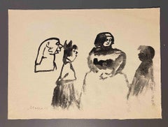Figuren – Zeichnung von Mino Maccari – Mitte des 20. Jahrhunderts
